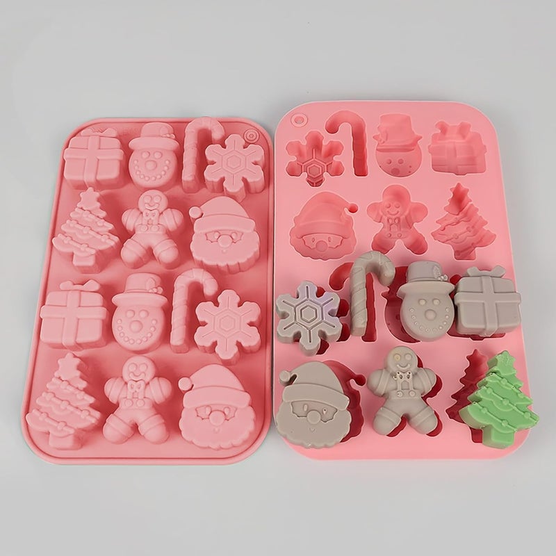 EDUEE Christmas Molds Silicone Chocolate Molds Christmas Tree Santa Claus Gingerbread Cane Candy Molds 3pcs for Resin, Ice Cube, Soap, Cake Topper - Image 4